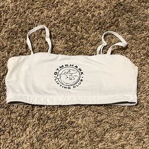 Gymshark White Logo Bandeau Sports Bra with Straps